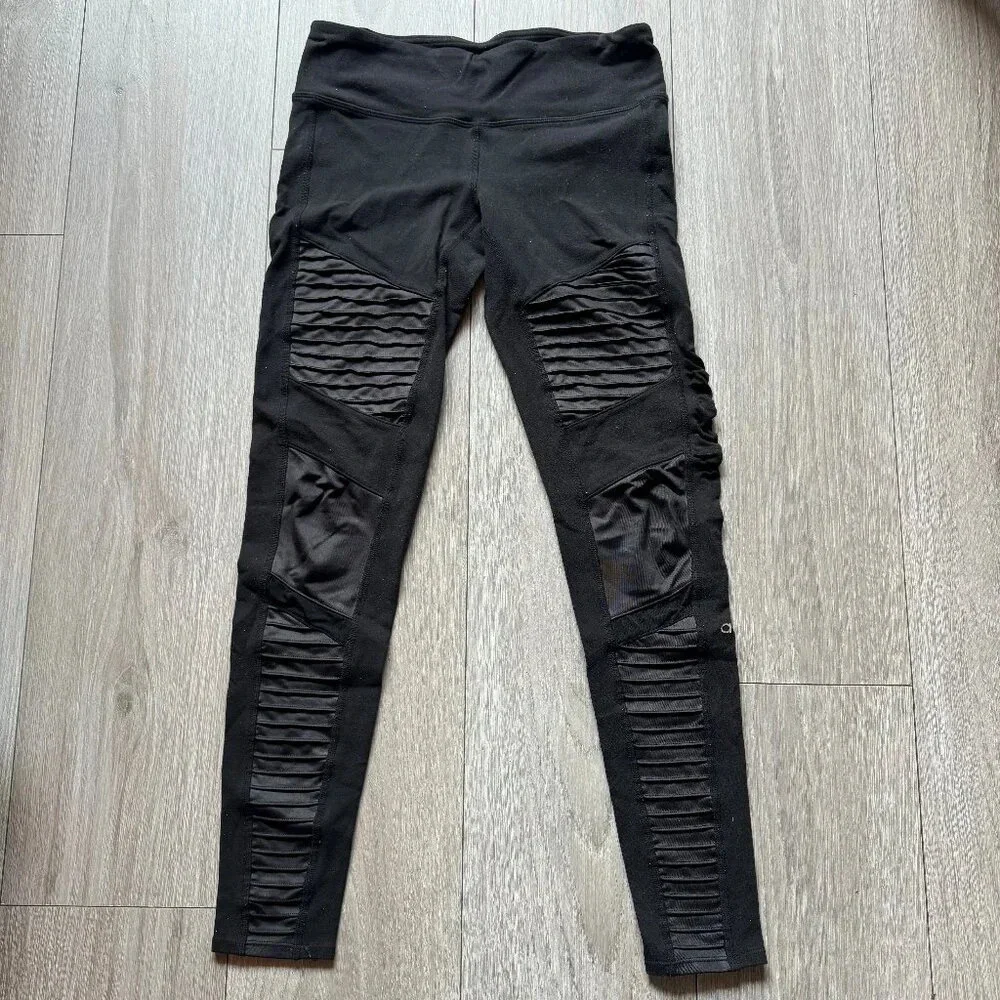 Alo Yoga High Waisted Moto Performance Leggings Women's Small Black Skinny